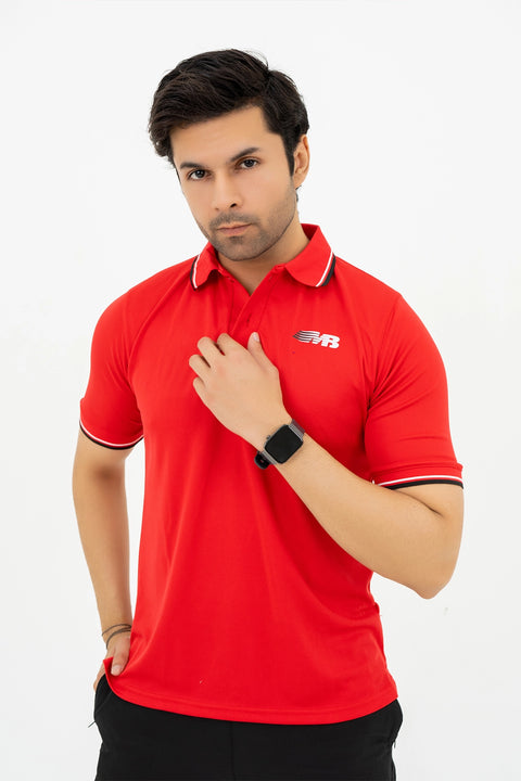 M - Polyester Polo - Red