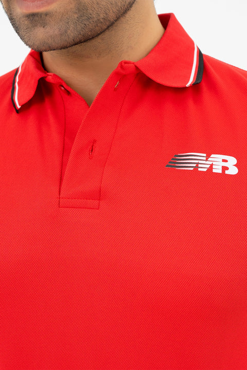 M - Polyester Polo - Red