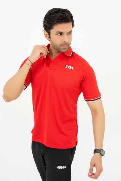 M - Polyester Polo - Red